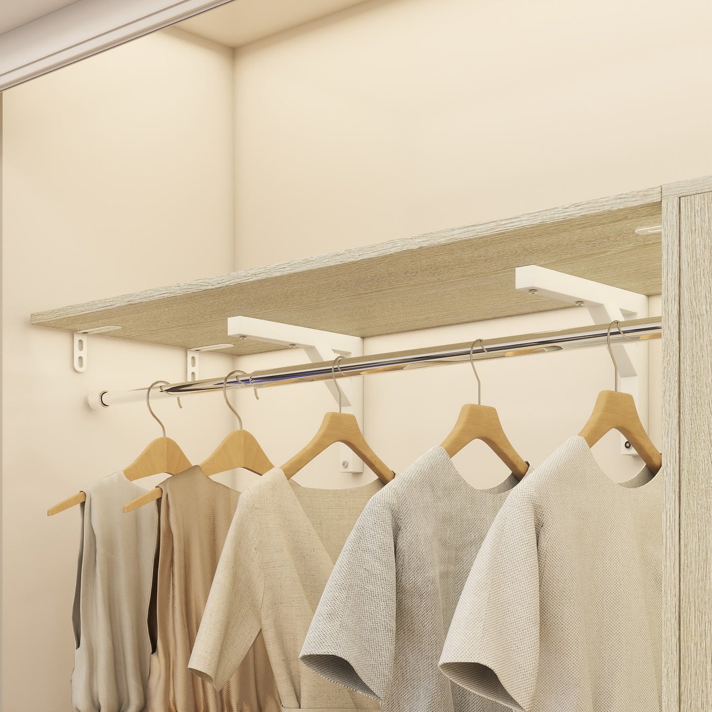 60'' W Walk-in Closet Organizer System with Door Storage Cabinet and Wood Drawer