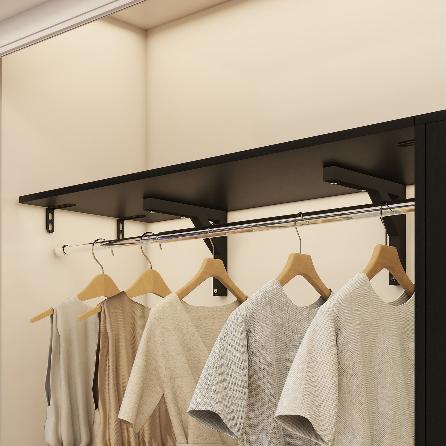 60'' W Walk-in Closet Organizer System with Door Storage Cabinet and Wood Drawer