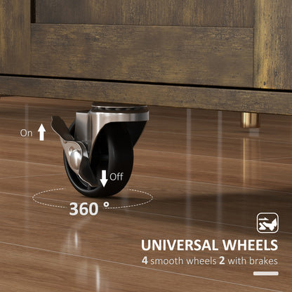 Kitchen Island Cart Rolling Trolley Cart with Drawer Storage Cabinet Towel Rack