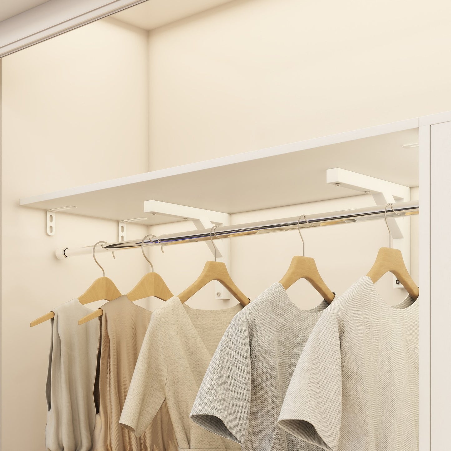 60'' W Walk-in Closet Organizer System with Door Storage Cabinet and Wood Drawer