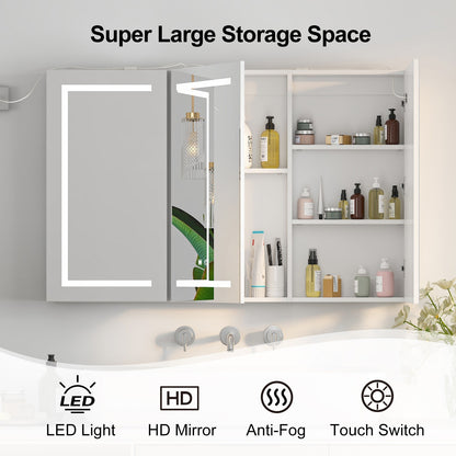 Large LED Medicine Cabinet Bathroom Mirror Cabinet with Light 3 Color 47×30 Inch