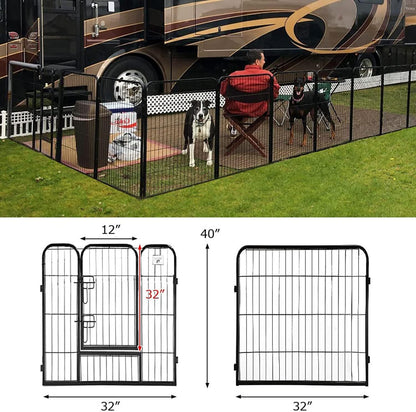 Dog Playpen 40'' 8 Panel Heavy Duty Pet Playpen Dog Exercise Pen Cat Fence