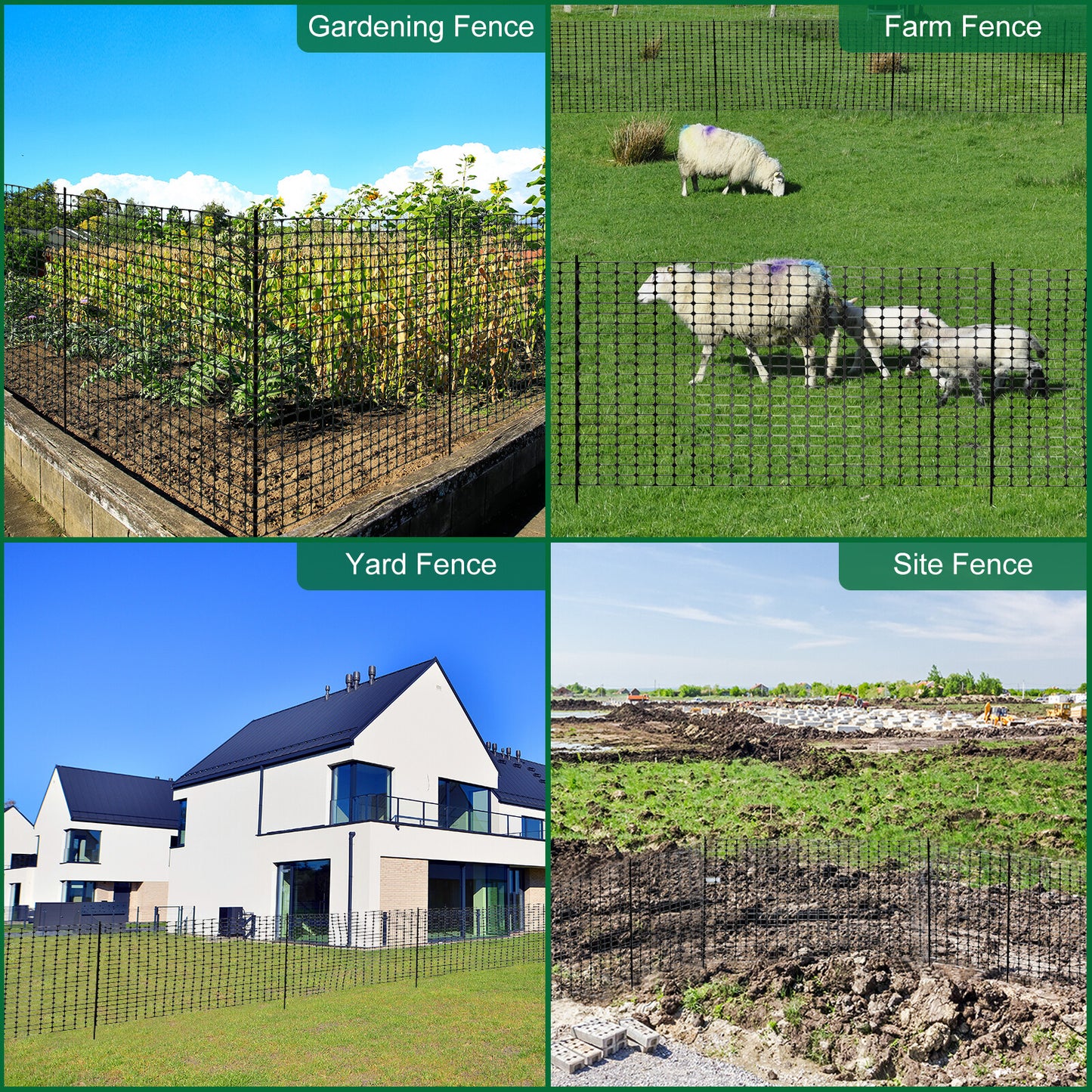 NAIZEA Garden Fence,Snow Fence Temporary Fence Plastic Fence with Posts & Stake