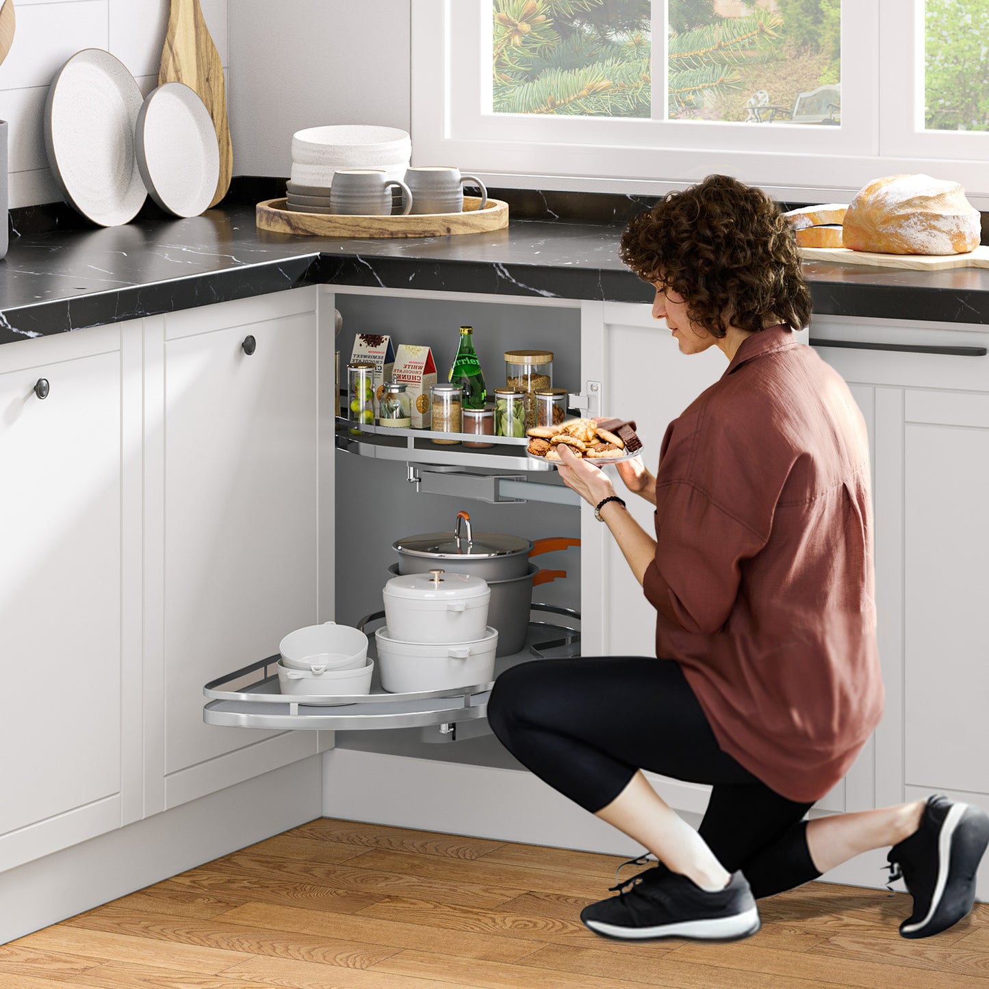 Brezelge Swing Right Blind Corner Kitchen Cabinet Pull Out Organizer for 36"Left