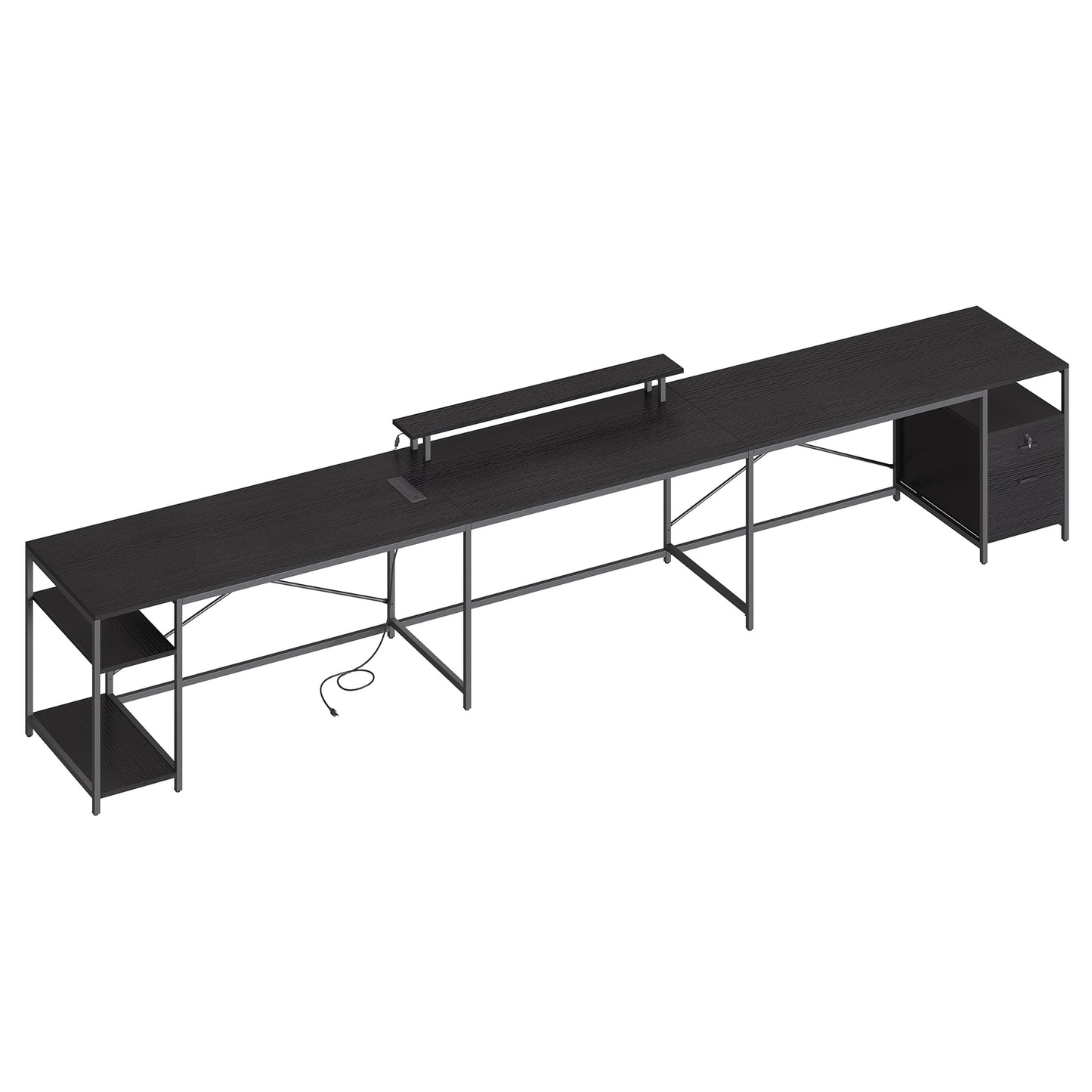 79 inch U Shaped Desk with Power Outlets & LED Lights Reversible Computer Desk