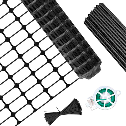 NAIZEA Garden Fence,Snow Fence Temporary Fence Plastic Fence with Posts & Stake