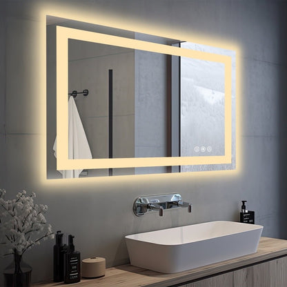 LED Bathroom Vanity Mirror Anti-Fog Lighted Smart Mirror Adjustable Brightness