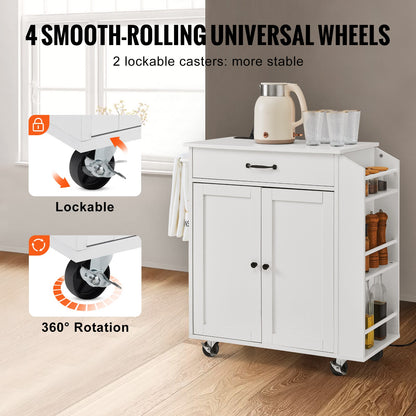 Kitchen Island Cart Rolling Storage Cabinet on Wheel with Charging Station