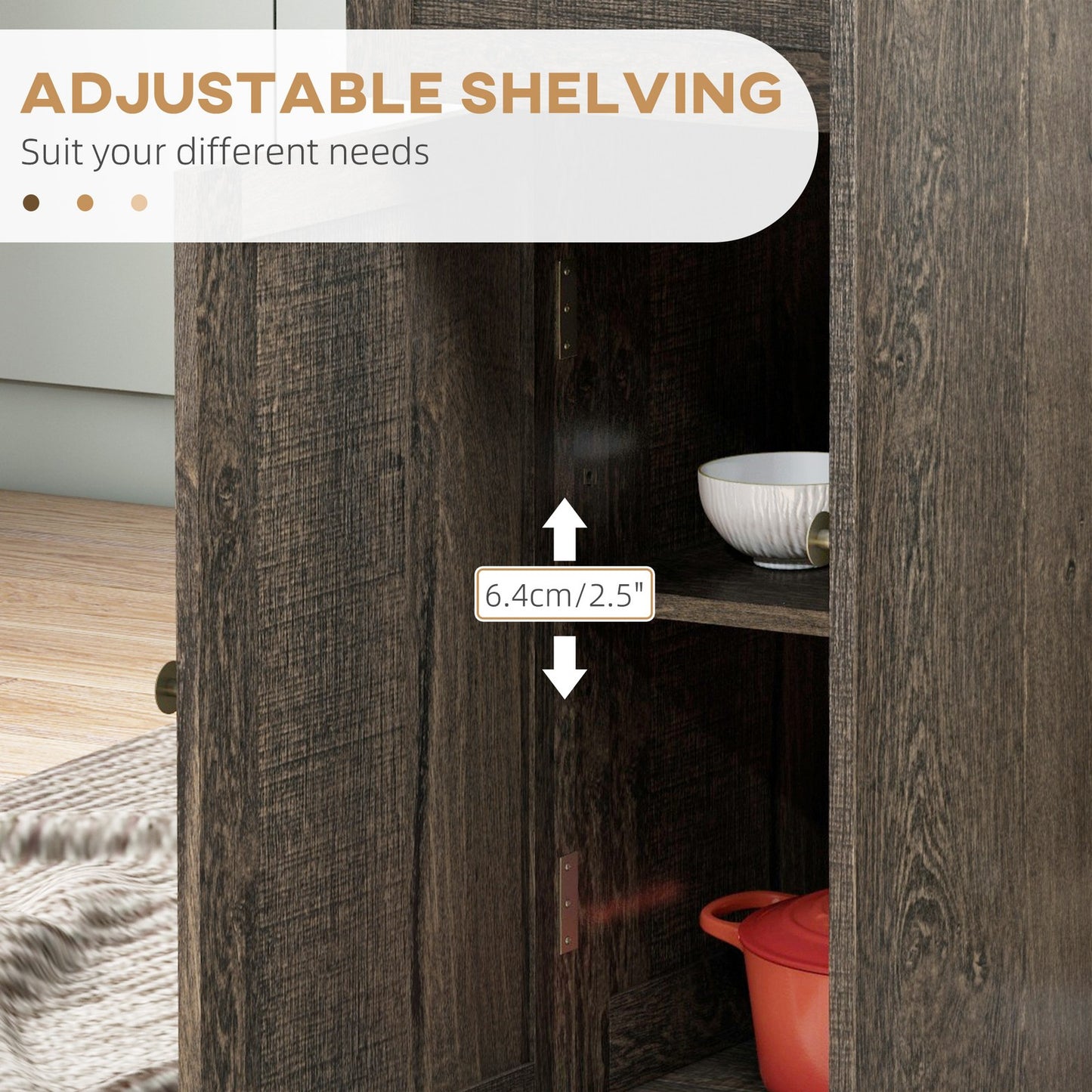 Triple-Cabinet Rolling Kitchen Island on Wheels, Kitchen Cart