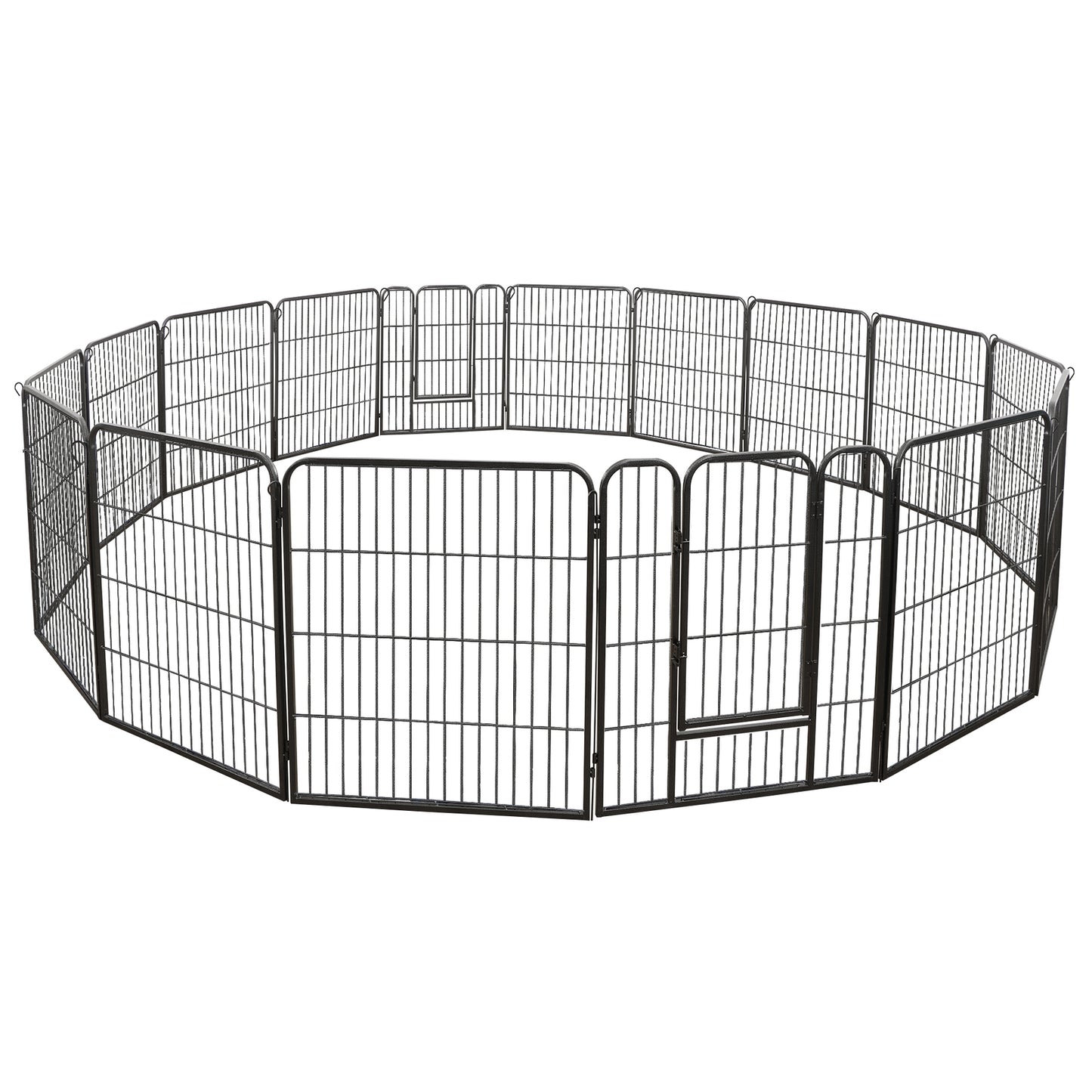 Dog Playpen 32" Large Metal Exercise Puppy Pen Pet Fence Outdoor 16 Panels Black