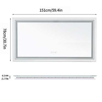 Shatter-Proof LED Bathroom Mirror with Lights Anti-Fog Stepless Dimmable Memory