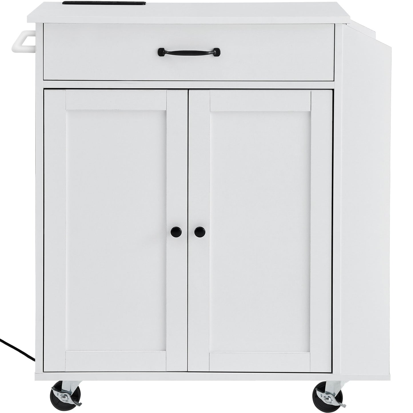 Kitchen Island Cart Rolling Storage Cabinet on Wheel with Charging Station
