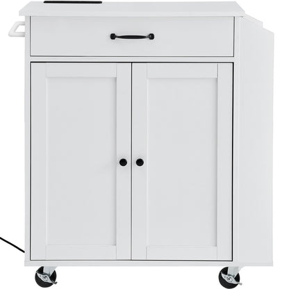 Kitchen Island Cart Rolling Storage Cabinet on Wheel with Charging Station