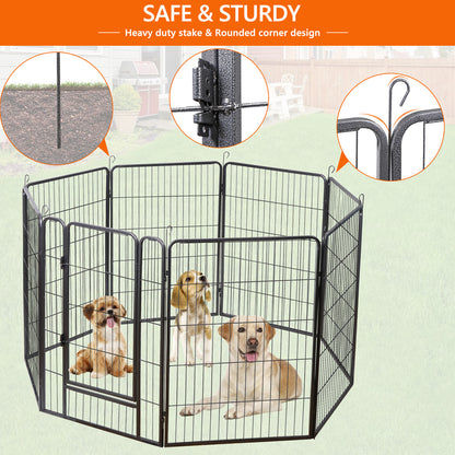 8 Panels 40''/16 panels 24”/32" Dog Pet Playpen Dog Fence Exercise Pen Outdoor