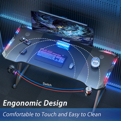 40/47/55/63 inch Gaming Desk with LED RGB Ergonomic Computer Table Gamer Desk