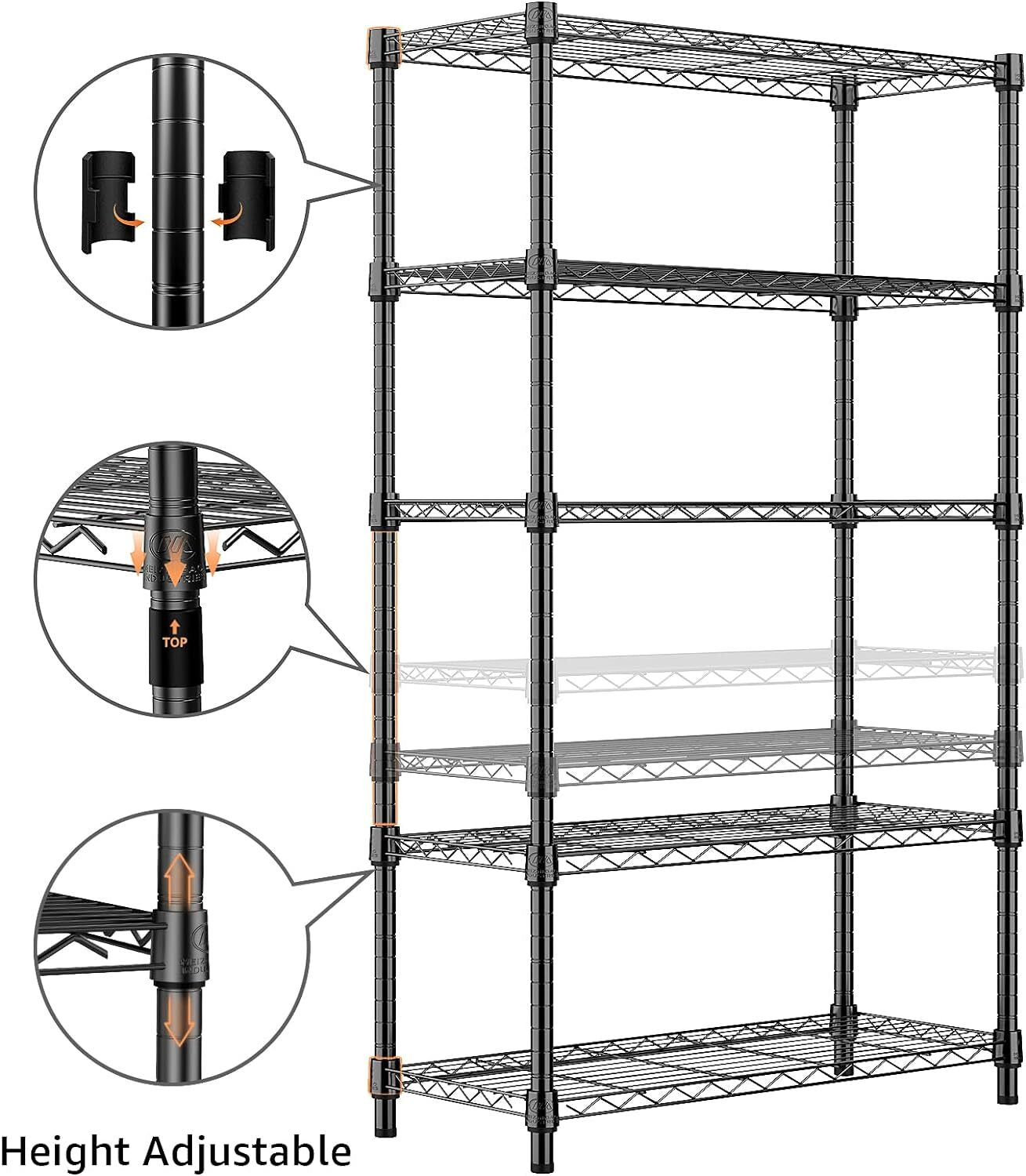 5 Tier Wire Kitchen Pantry Shelf Rack Steel Shelves Metal Shelving Storage Units