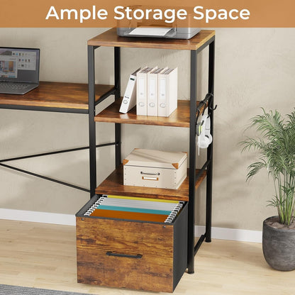 L Shaped Gaming Desk with LED Lights and Power Outlets, Reversible Computer Desk