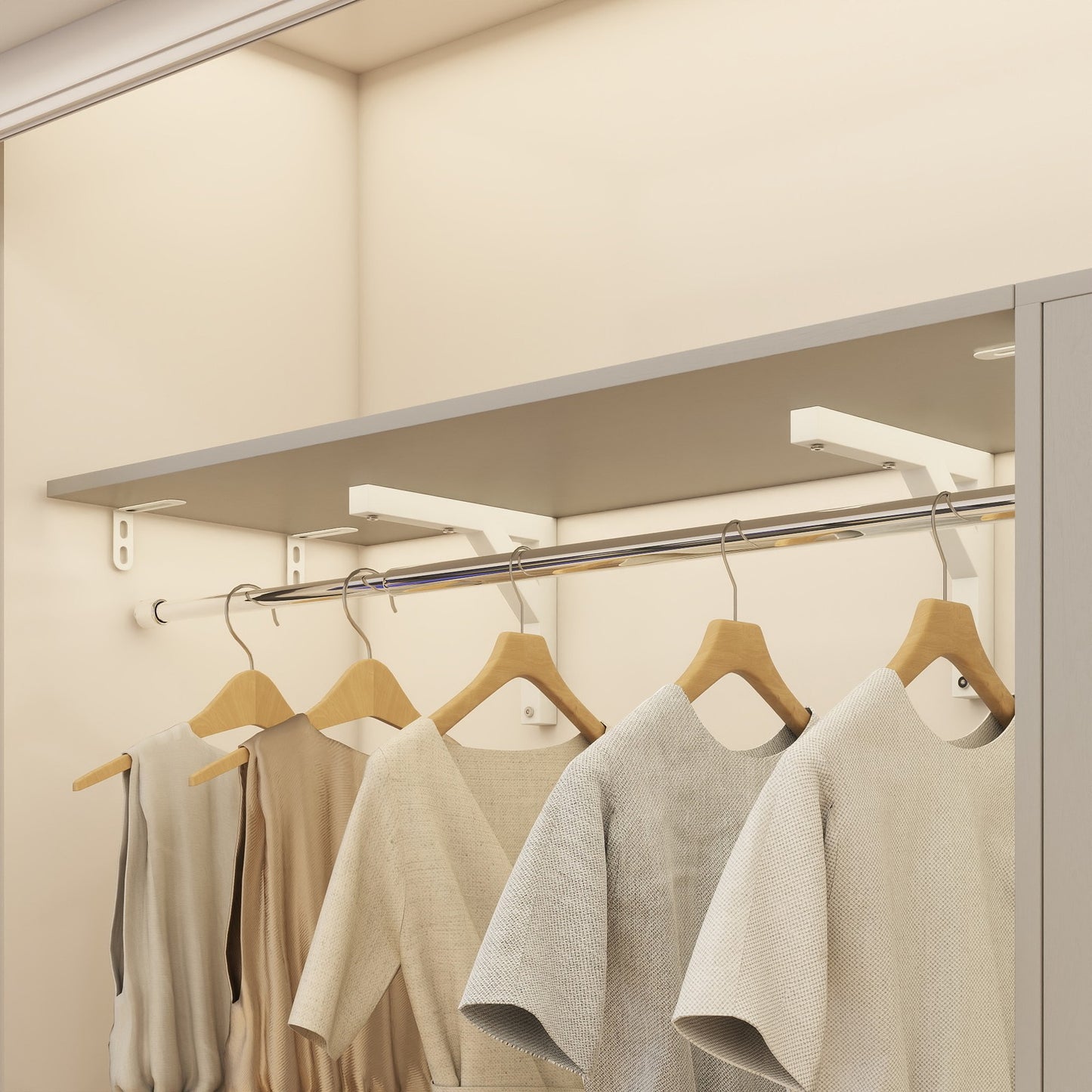 60'' W Walk-in Closet Organizer System with Door Storage Cabinet and Wood Drawer