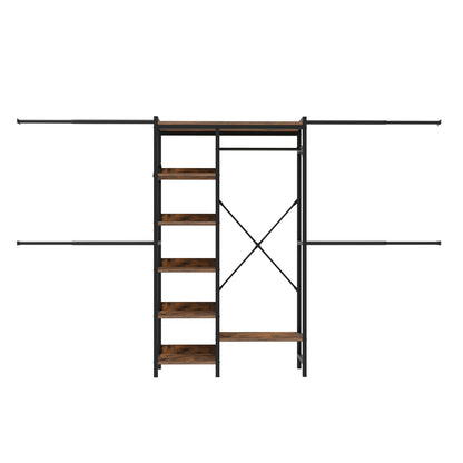 Adjustable Heavy-Duty Clothes Rack Walk-In Closet Organizer for 7 to 10 FT Wide