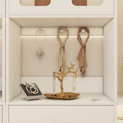 60'' W Walk-in Closet Organizer System with Door Storage Cabinet and Wood Drawer