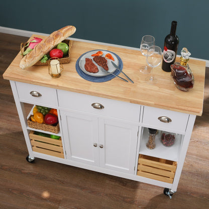 Kitchen Island Cart on Wheels Rolling Kitchen Table with Storage