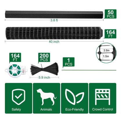 NAIZEA Garden Fence,Snow Fence Temporary Fence Plastic Fence with Posts & Stake