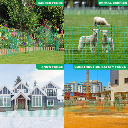 NAIZEA Garden Fence,Snow Fence Temporary Fence Plastic Fence with Posts & Stake
