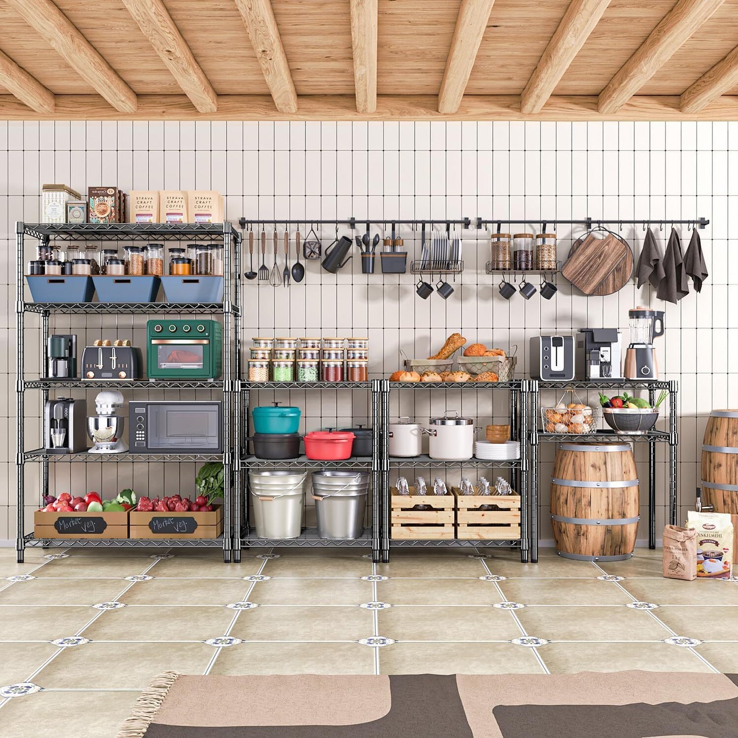 Heavy Duty 5 Tier Shelf 18*47*72" Storage Garage Rack Wire Shelving Laundry Room