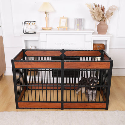 Wooden Adjustable Dog Playpen Pet Fence Heavy Duty Exercise Pen Furniture Style