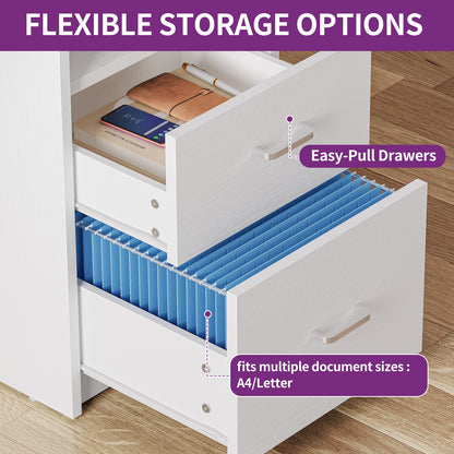 47" LED Computer Desk with Drawer & Power Outlets Writing Table Home Office Desk