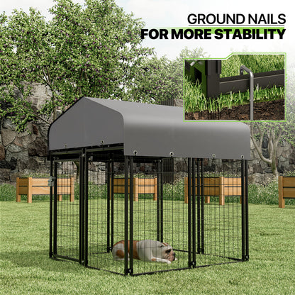 Outdoor Dog Kennel Playpen Animal Run Pet Enclosure Crate Fence w/UV-Proof Roof