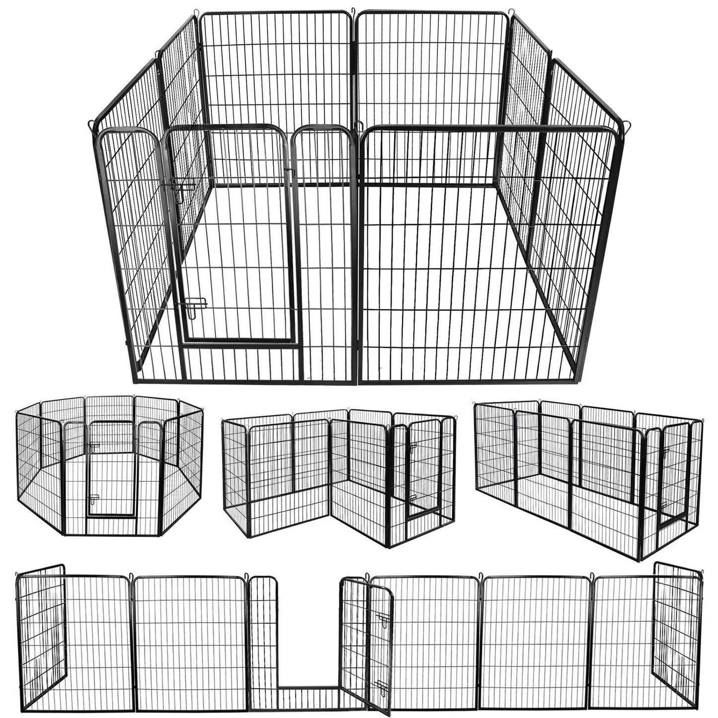 8 Panels 40''/16 panels 24”/32" Dog Pet Playpen Dog Fence Exercise Pen Outdoor