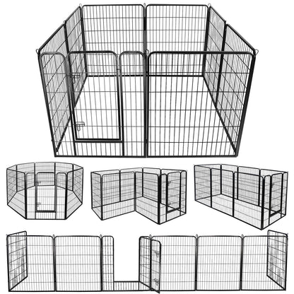 8 Panels 40''/16 panels 24”/32" Dog Pet Playpen Dog Fence Exercise Pen Outdoor