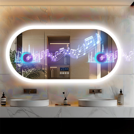 Large Bluetooth LED Bathroom Mirror Wall Vanity Mirror Dimmable Anti-fog Touch