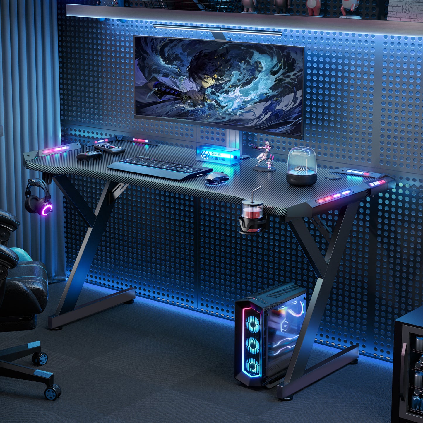 40/47/55/63 inch Gaming Desk with LED RGB Ergonomic Computer Table Gamer Desk