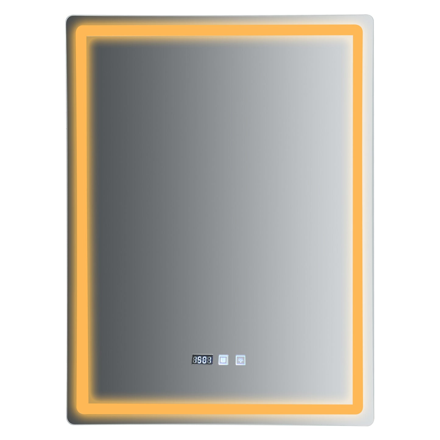 Dimmable LED Bathroom Mirror with Anti-Fog Function and Time Display 60×80 cm