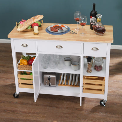 Kitchen Island Cart on Wheels Rolling Kitchen Table with Storage