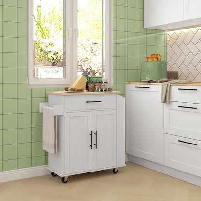 HOMCOM Kitchen Island with Storage and Power Outlets, Rolling Kitchen Cart
