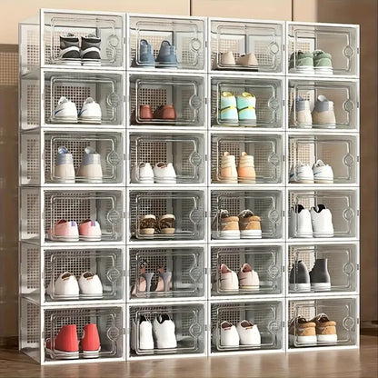 24pcs Shoe Storage Box Organizer, Transparent Plastic Stackable'  Shoe Container