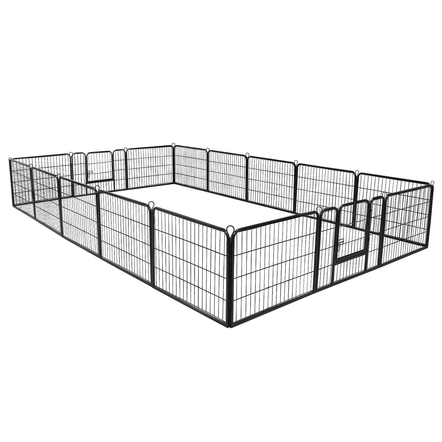 24" Heavy Duty Metal Dog Cat Exercise Fence Playpen Kennel 16 Panel Safe For Pet