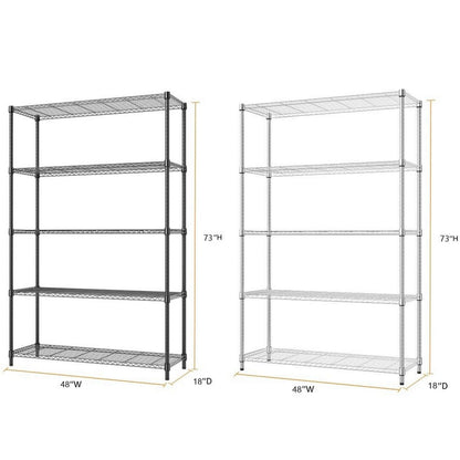 Heavy Duty 5 Tier Shelf 18*47*72" Storage Garage Rack Wire Shelving Laundry Room