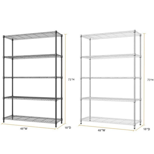 Heavy Duty 5 Tier Shelf 18*47*72" Storage Garage Rack Wire Shelving Laundry Room