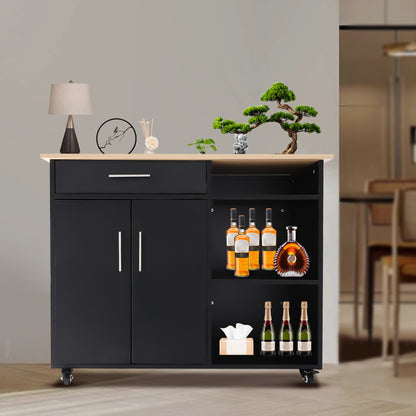 Modern Kitchen Island Cart with Storage Rolling Trolley and Easy Mobility 36.4in