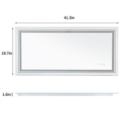 41" Bathroom Lighted LED Mirror Vanity Makeup Anti-fog Touch Switch Wall Mounted