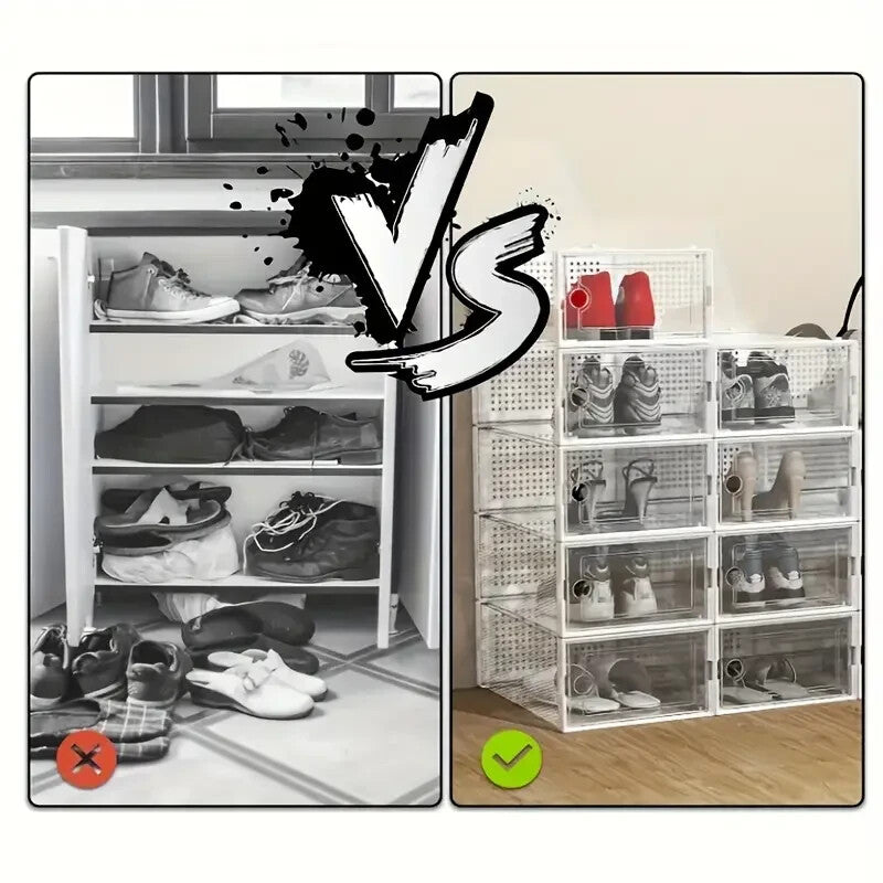 24pcs Shoe Storage Box Organizer, Transparent Plastic Stackable'  Shoe Container