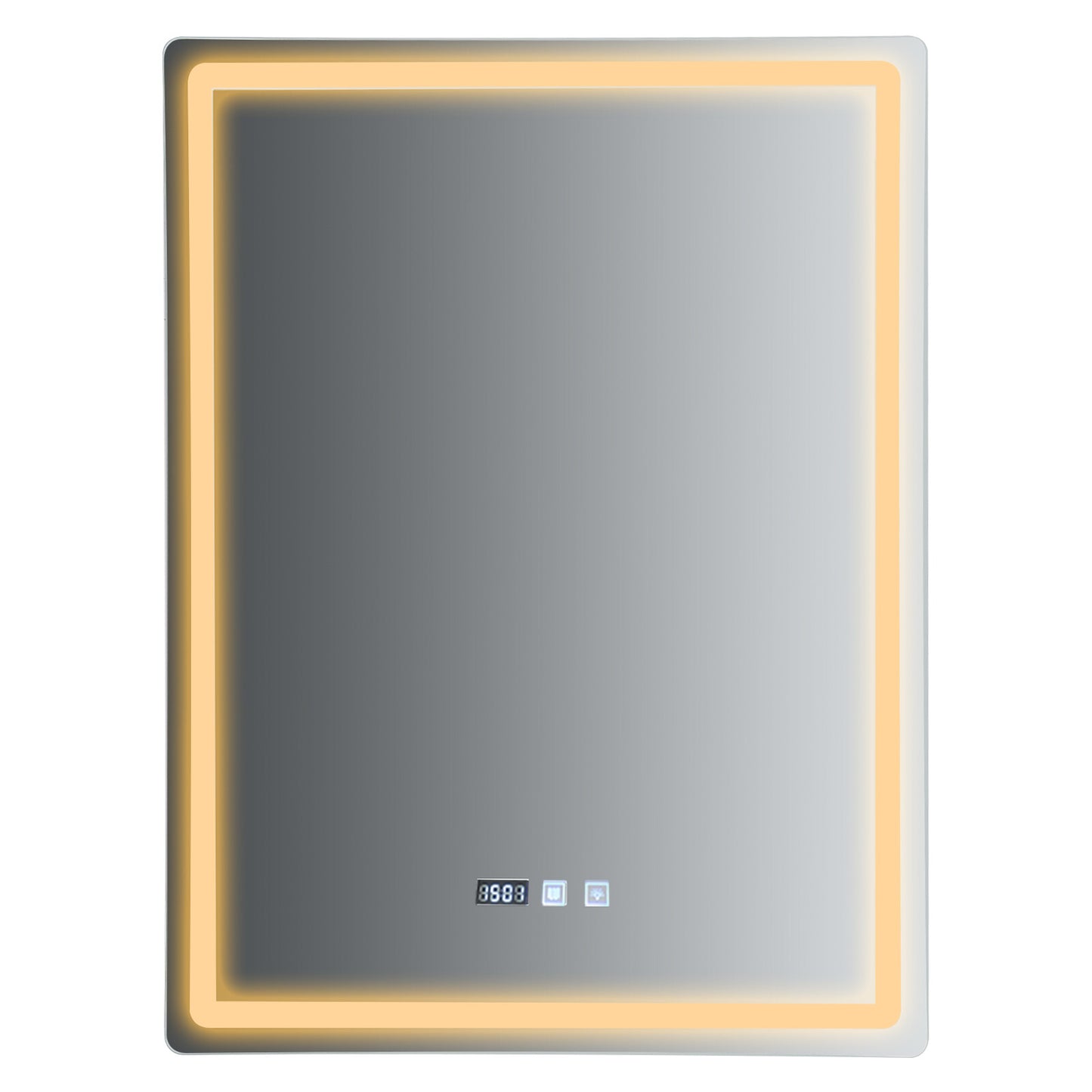 Dimmable LED Bathroom Mirror with Anti-Fog Function and Time Display 60×80 cm