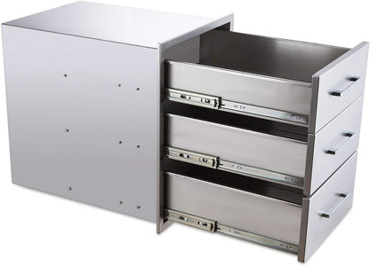 Outdoor Kitchen Drawers Stainless Steel 3-Drawer BBQ Drawer 18"W x 24"H x 23"D