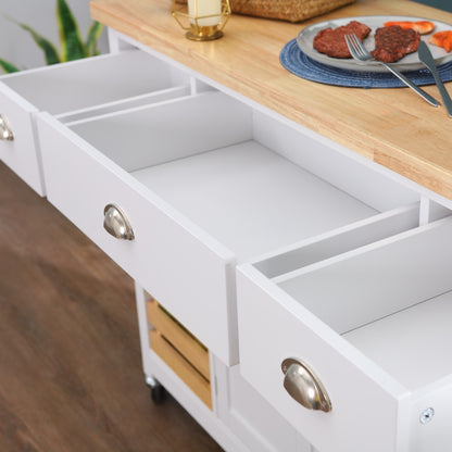 Kitchen Island Cart on Wheels Rolling Kitchen Table with Storage