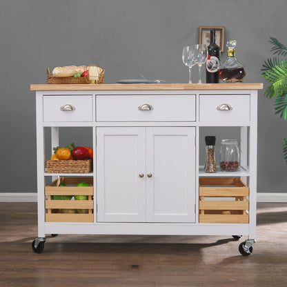 Kitchen Island Cart on Wheels Rolling Kitchen Table with Storage