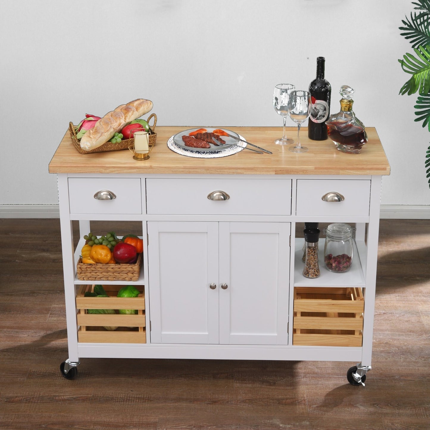 Kitchen Island Cart on Wheels Rolling Kitchen Table with Storage
